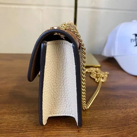 Coach CF475 Morgan Crossbody In Colorblock Signature Canvas In Gold/Khaki Multi